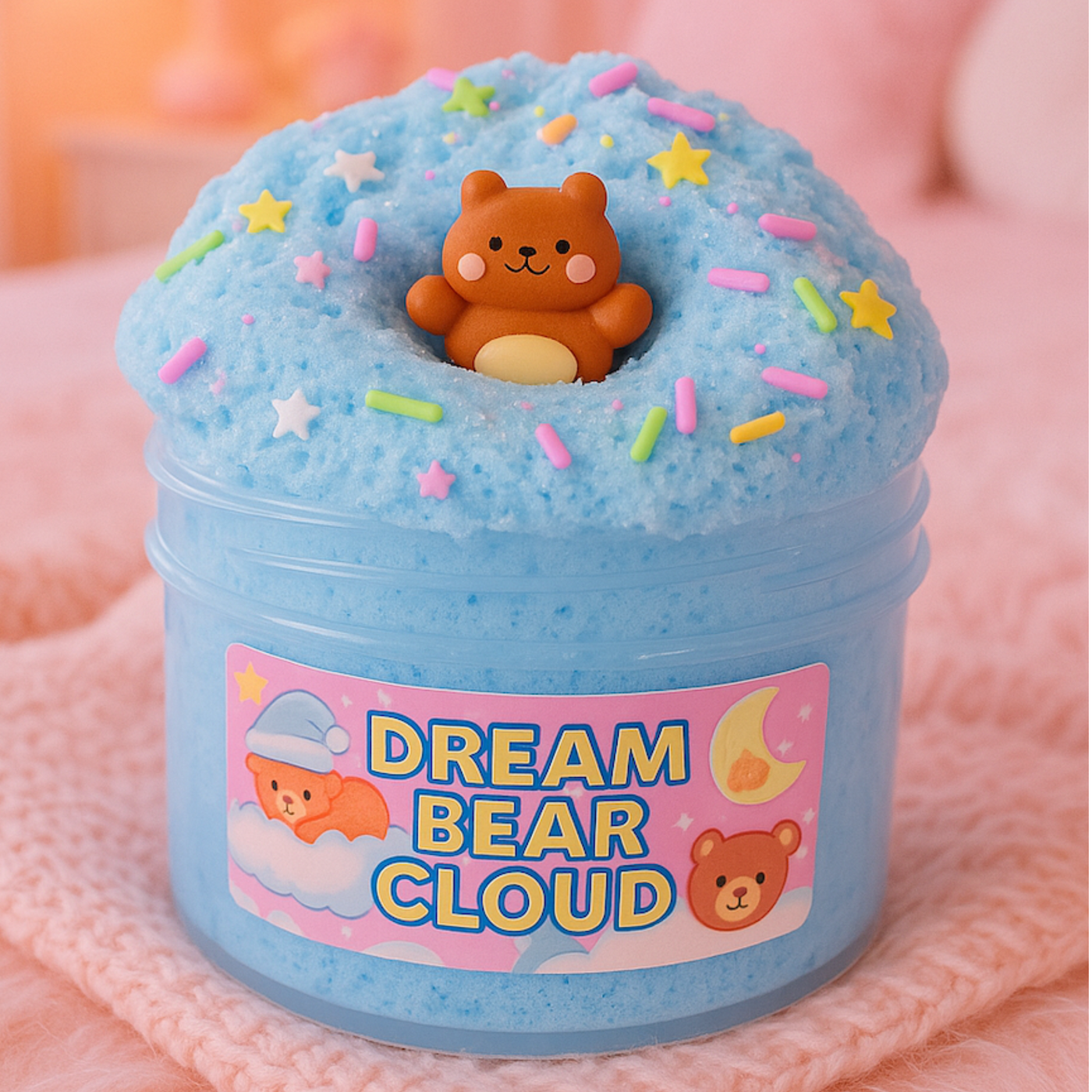 Dream Bear Fluff Cloud Slime Lavender Teddy Bear